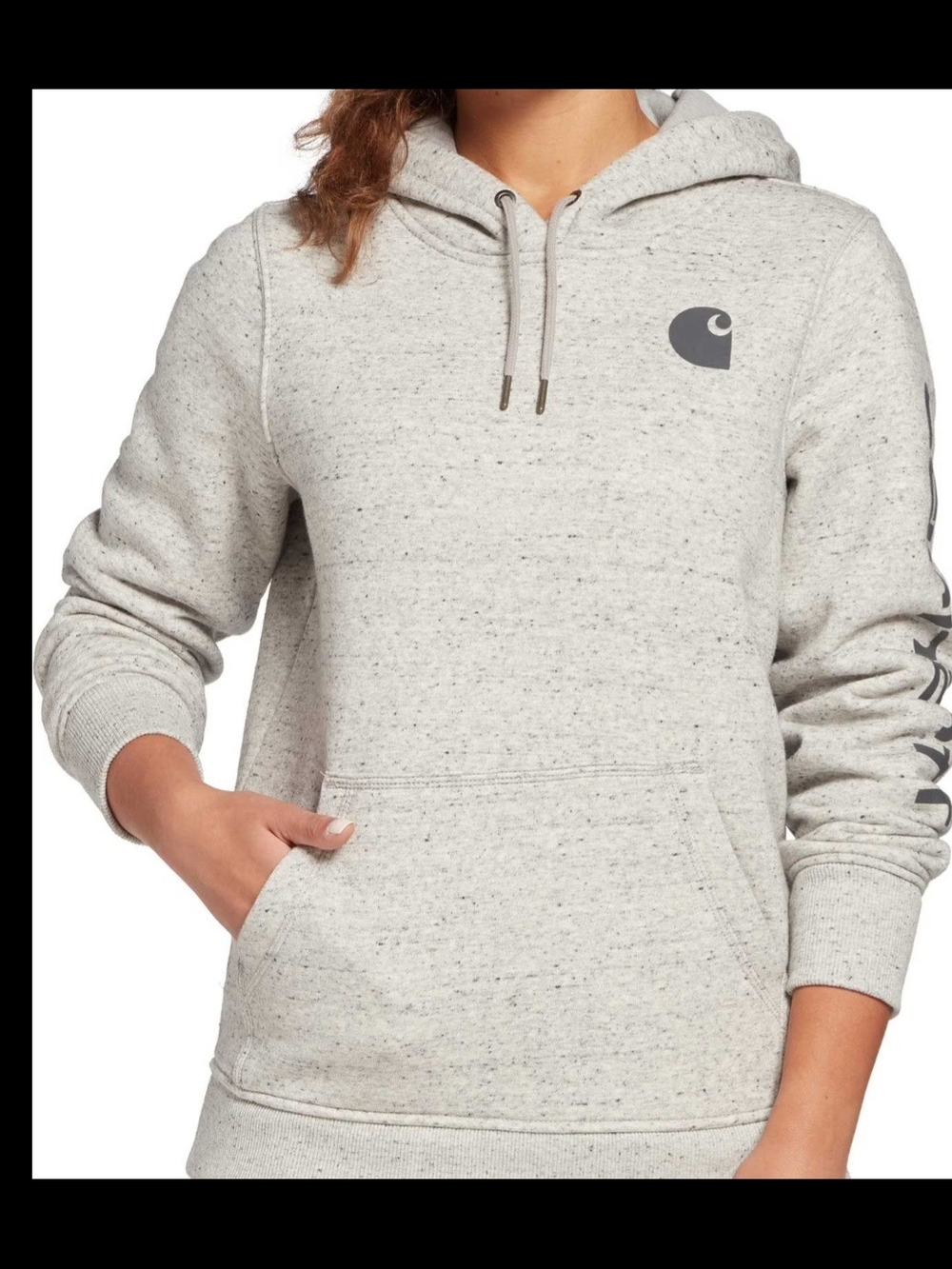 Carhartt Women's Speckled Light Gray Hooded Pullover